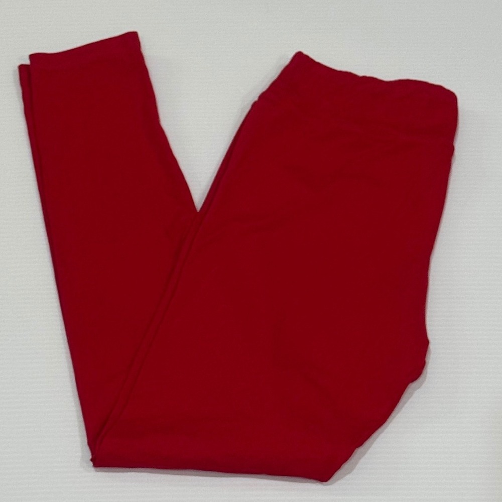 Satina High Waisted Buttery Soft Leggings Red Plus Size Full Length Yoga Pants